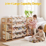 Darrahopens Baby & Kids > Kid's Furniture > Toy Boxes Keezi 3-in-1 Kids Toy Storage Organiser with 12 Bins, Shelves & Animal Storage In Australia - Darrahopens