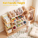 Darrahopens Baby & Kids > Kid's Furniture > Toy Boxes Keezi 3-in-1 Kids Toy Storage Organiser with 12 Bins, Shelves & Animal Storage In Australia - Darrahopens