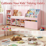 Darrahopens Baby & Kids > Kid's Furniture > Toy Boxes Keezi Kids Storage Unit Bookshelf Toy Box Organiser Bench Seat Cabinet 170cm Pink In Australia - Darrahopens