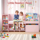 Darrahopens Baby & Kids > Kid's Furniture > Toy Boxes Keezi Kids Storage Unit Bookshelf Toy Box Organiser Bench Seat Cabinet 170cm Pink In Australia - Darrahopens