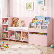 Darrahopens Baby & Kids > Kid's Furniture > Toy Boxes Keezi Kids Storage Unit Bookshelf Toy Box Organiser Bench Seat Cabinet 170cm Pink In Australia - Darrahopens