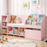 Darrahopens Baby & Kids > Kid's Furniture > Toy Boxes Keezi Kids Storage Unit Bookshelf Toy Box Organiser Bench Seat Cabinet 170cm Pink In Australia - Darrahopens