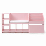 Darrahopens Baby & Kids > Kid's Furniture > Toy Boxes Keezi Kids Storage Unit Bookshelf Toy Box Organiser Bench Seat Cabinet 170cm Pink In Australia - Darrahopens