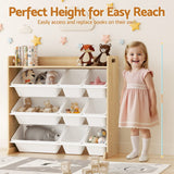 Darrahopens Baby & Kids > Kid's Furniture > Toy Boxes Keezi Kids Toy Box 9 Bins Bookshelf Organiser Display Shelf Storage Rack Wooden