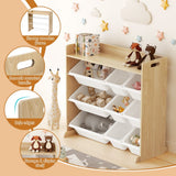 Darrahopens Baby & Kids > Kid's Furniture > Toy Boxes Keezi Kids Toy Box 9 Bins Bookshelf Organiser Display Shelf Storage Rack Wooden
