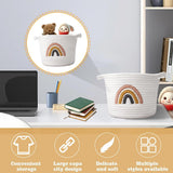 Darrahopens Baby & Kids > Kid's Furniture > Toy Boxes Rainbow Cotton Rope Storage Basket Handheld Desktop Organizer Large Basket
