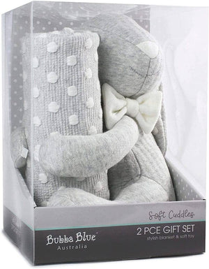 Darrahopens Baby & Kids > Nursing Bubba Blue Grey Soft Cuddles 2Pc Gift Set