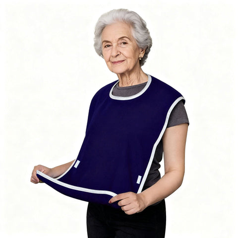 Darrahopens Baby & Kids > Nursing > Nursing & Feeding Dark Blue Anti-Stain Feeding Apron with Pocket – Adjustable Care Bib for Elderly & Disabled Adults (2-Pack)