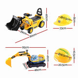 Darrahopens Baby & Kids > Ride On Cars, Go-karts & Bikes > Ride On Cars Keezi Kids Ride On Toy Car Bulldozer and Digger with Helmet Outdoor Sandpit Toys Yellow