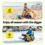 Darrahopens Baby & Kids > Ride On Cars, Go-karts & Bikes > Ride On Cars Keezi Kids Ride On Toy Car Bulldozer and Digger with Helmet Outdoor Sandpit Toys Yellow
