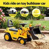 Darrahopens Baby & Kids > Ride On Cars, Go-karts & Bikes > Ride On Cars Keezi Kids Ride On Toy Car Bulldozer and Digger with Helmet Outdoor Sandpit Toys Yellow