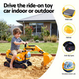 Darrahopens Baby & Kids > Ride On Cars, Go-karts & Bikes > Ride On Cars Keezi Kids Ride On Toy Car Bulldozer and Digger with Helmet Outdoor Sandpit Toys Yellow