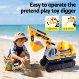 Darrahopens Baby & Kids > Ride On Cars, Go-karts & Bikes > Ride On Cars Keezi Kids Ride On Toy Car Bulldozer and Digger with Helmet Outdoor Sandpit Toys Yellow