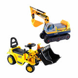 Darrahopens Baby & Kids > Ride On Cars, Go-karts & Bikes > Ride On Cars Keezi Kids Ride On Toy Car Bulldozer and Digger with Helmet Outdoor Sandpit Toys Yellow