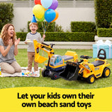 Darrahopens Baby & Kids > Ride On Cars, Go-karts & Bikes > Ride On Cars Keezi Kids Ride On Toy Car Bulldozer and Digger with Helmet Outdoor Sandpit Toys Yellow