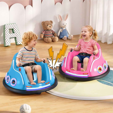 Darrahopens Baby & Kids > Ride On Cars, Go-karts & Bikes > Ride On Cars Kids Ride On Car Bumper Electric Toys Cars with Remote Control Stickers Light Blue Pink