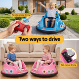 Darrahopens Baby & Kids > Ride On Cars, Go-karts & Bikes > Ride On Cars Kids Ride On Car Bumper Electric Toys Cars with Remote Control Stickers Light Blue Pink