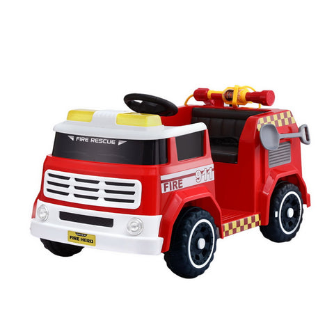 Darrahopens Baby & Kids > Ride On Cars, Go-karts & Bikes > Ride On Cars Rigo Kids Ride On Car Electric Fire Engine Fighting Truck with Water Gun Music