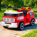 Darrahopens Baby & Kids > Ride On Cars, Go-karts & Bikes > Ride On Cars Rigo Kids Ride On Car Electric Fire Engine Fighting Truck with Water Gun Music