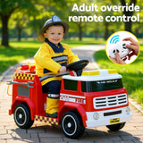 Darrahopens Baby & Kids > Ride On Cars, Go-karts & Bikes > Ride On Cars Rigo Kids Ride On Car Electric Fire Engine Fighting Truck with Water Gun Music