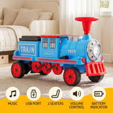 Darrahopens Baby & Kids > Ride On Cars, Go-karts & Bikes > Ride On Cars Rigo Kids Ride on Car Train 12V Electric Toy 2 Seaters Storage 87cm Blue In Australia - Darrahopens