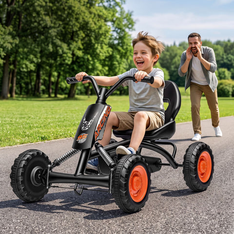 Darrahopens Baby & Kids > Ride On Cars, Go-karts & Bikes > Ride On Cars Rigo Pedal Go Kart Kids with Plastic Wheels Forward Reverse Black 84cm In Australia - Darrahopens