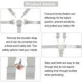 Darrahopens Baby & Kids > Strollers > Stroller & Pram Accessories Adjustable 5-Point Safety Harness for Child Car Seats and Strollers, Gray - Compatible with Most Brands
