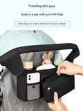 Darrahopens Baby & Kids > Strollers > Stroller & Pram Accessories Black and Gray Stitching Universal Stroller Organiser Caddy with Insulated Cup Holders and Detachable Wristlet