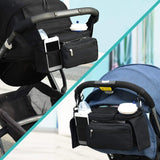Darrahopens Baby & Kids > Strollers > Stroller & Pram Accessories Black and Pink Stitching Universal Stroller Organiser Caddy with Insulated Cup Holders and Detachable Wristlet