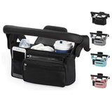 Darrahopens Baby & Kids > Strollers > Stroller & Pram Accessories Grey and Black Stitching Universal Stroller Organiser Caddy with Insulated Cup Holders and Detachable Wristlet