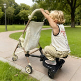 Darrahopens Baby & Kids > Strollers > Stroller & Pram Accessories Universal Pram Board Seat and Stand Up Adjustable Buggy Board Pushchair with Bear Pattern Removable Seat Fits Most Strollers Holds Children Up to 25kg