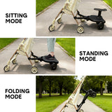 Darrahopens Baby & Kids > Strollers > Stroller & Pram Accessories Universal Pram Board Seat and Stand Up Adjustable Buggy Board Pushchair with Bear Pattern Removable Seat Fits Most Strollers Holds Children Up to 25kg
