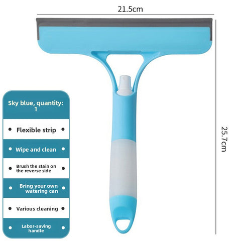 Darrahopens Commercial > Commercial Others > Commercial Cleaning Equipment 2-PCS Blue 3-in-1 Window Squeegee with Built-in Spray Bottle and TPR Scraper for Glass and Car Windshields Professional Multi-Purpose Local Cleaning Solution
