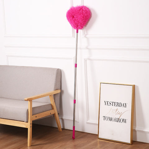 Darrahopens Commercial > Commercial Others > Commercial Cleaning Equipment Rose Red Long Handle Ceiling Fan Duster with Hollow Microfiber Head and Extendable Stainless Steel Pole for High Reach Home Cleaning Efficiency