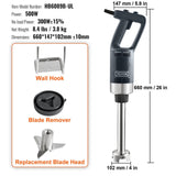 Darrahopens Commercial > Commercial Others > Commercial Cleaning Equipment VEVOR Commercial Immersion Blender, 500 Watt Heavy Duty Hand Mixer, Variable Speed Kitchen Stick Mixer with 304 Stainless Steel Blade, Multi-Purpose Portable Mixer for Soup, Smoothie, Puree, Baby Food
