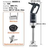 Darrahopens Commercial > Commercial Others > Commercial Cleaning Equipment VEVOR Commercial Immersion Blender, 750W 12" Heavy Duty Hand Mixer, Variable Speed Kitchen Stick Mixer with 304 Stainless Steel Blade, Multi-Purpose Portable Mixer for Soup, Smoothie, Puree, Baby Food