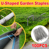 Darrahopens Commercial > Commercial Others > Fencing & Barriers 100pcs U Shape Ground Stakes Gardening Spikes Landscape Anchor Pins