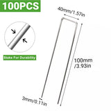 Darrahopens Commercial > Commercial Others > Fencing & Barriers 100pcs U Shape Ground Stakes Gardening Spikes Landscape Anchor Pins