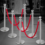 Darrahopens Commercial > Commercial Others > Fencing & Barriers VEVOR 6PCS Red Rope Stanchion Silver Post Crowd Control Queue Line Barrier