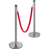 Darrahopens Commercial > Commercial Others > Fencing & Barriers VEVOR 6PCS Red Rope Stanchion Silver Post Crowd Control Queue Line Barrier