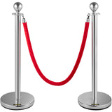 Darrahopens Commercial > Commercial Others > Fencing & Barriers VEVOR 6PCS Red Rope Stanchion Silver Post Crowd Control Queue Line Barrier