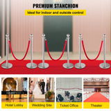 Darrahopens Commercial > Commercial Others > Fencing & Barriers VEVOR 6PCS Red Rope Stanchion Silver Post Crowd Control Queue Line Barrier