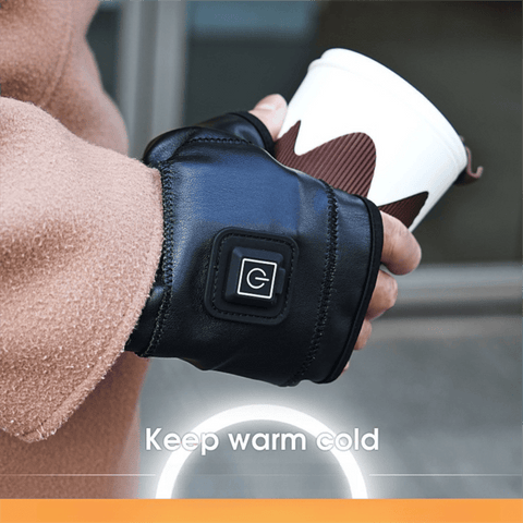 Darrahopens Commercial > Commercial Others > Office Supplies 1 Pairs Wireless Electric 3 Levels Heated Fingerless Gloves  with Windproof Waterproof PU Leather, USB-C Rechargeable Outdoor Activities Hand Warmer for Men Women Riding Home Office