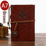 Darrahopens Commercial > Commercial Others > Office Supplies 2-Pack A7 Nautical Vintage PU Leather Student Notebook - Pirate Style Strapped Diary with 150 Pages of Refillable Kraft Paper(Brown)