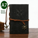 Darrahopens Commercial > Commercial Others > Office Supplies 2-Pack A7 Nautical Vintage PU Leather Student Notebook - Pirate Style Strapped Diary with 150 Pages of Refillable Kraft Paper(Grass Green)