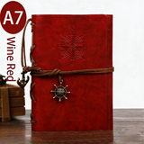 Darrahopens Commercial > Commercial Others > Office Supplies 2-Pack A7 Nautical Vintage PU Leather Student Notebook - Pirate Style Strapped Diary with 150 Pages of Refillable Kraft Paper(Wine Red)