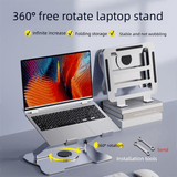 Darrahopens Commercial > Commercial Others > Office Supplies 360° Rotating Laptop Stand(Silver) & Magnetic Mechanical Timer(Beige) Set - Ergonomic Cooling Desk Organizer for Study, Cooking & Productivity