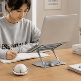 Darrahopens Commercial > Commercial Others > Office Supplies 360° Rotating Laptop Stand(Silver) & Magnetic Mechanical Timer(Beige) Set - Ergonomic Cooling Desk Organizer for Study, Cooking & Productivity