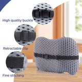 Darrahopens Commercial > Commercial Others > Office Supplies Black Ergonomic Memory Foam Lumbar Support Pillow and Back Cushion - Big Ear Contoured Design, Breathable Cover & Adjustable Strap for Office Car Seats, 17.9 x 10.23 x 4.33"