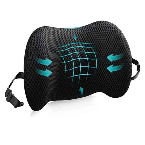 Darrahopens Commercial > Commercial Others > Office Supplies Black Ergonomic Memory Foam Lumbar Support Pillow and Back Cushion - Big Ear Contoured Design, Breathable Cover & Adjustable Strap for Office Car Seats, 17.9 x 10.23 x 4.33"